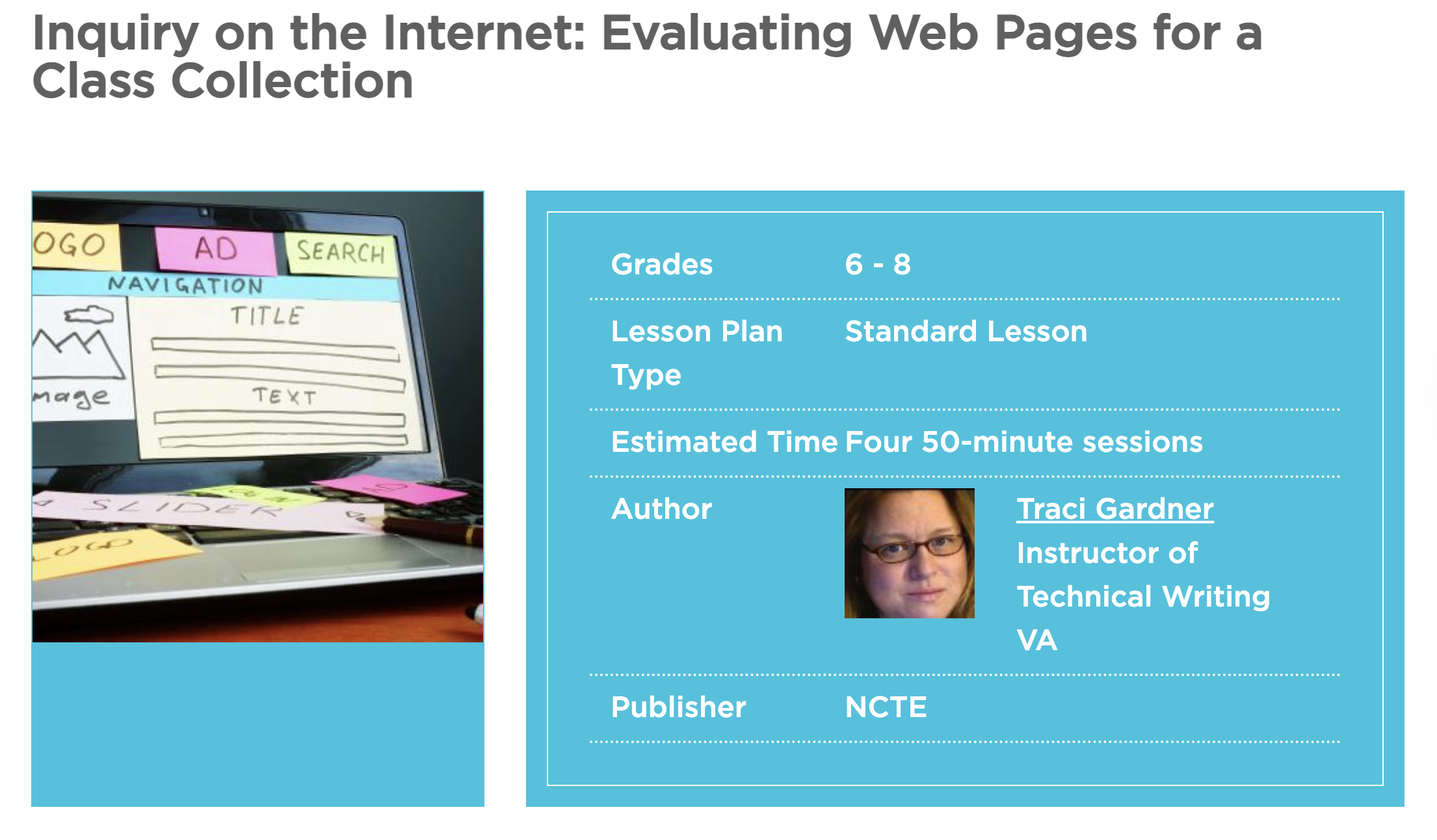 Inquiry on the Internet: Evaluating Web Pages For A Class Collection Lesson Plan
