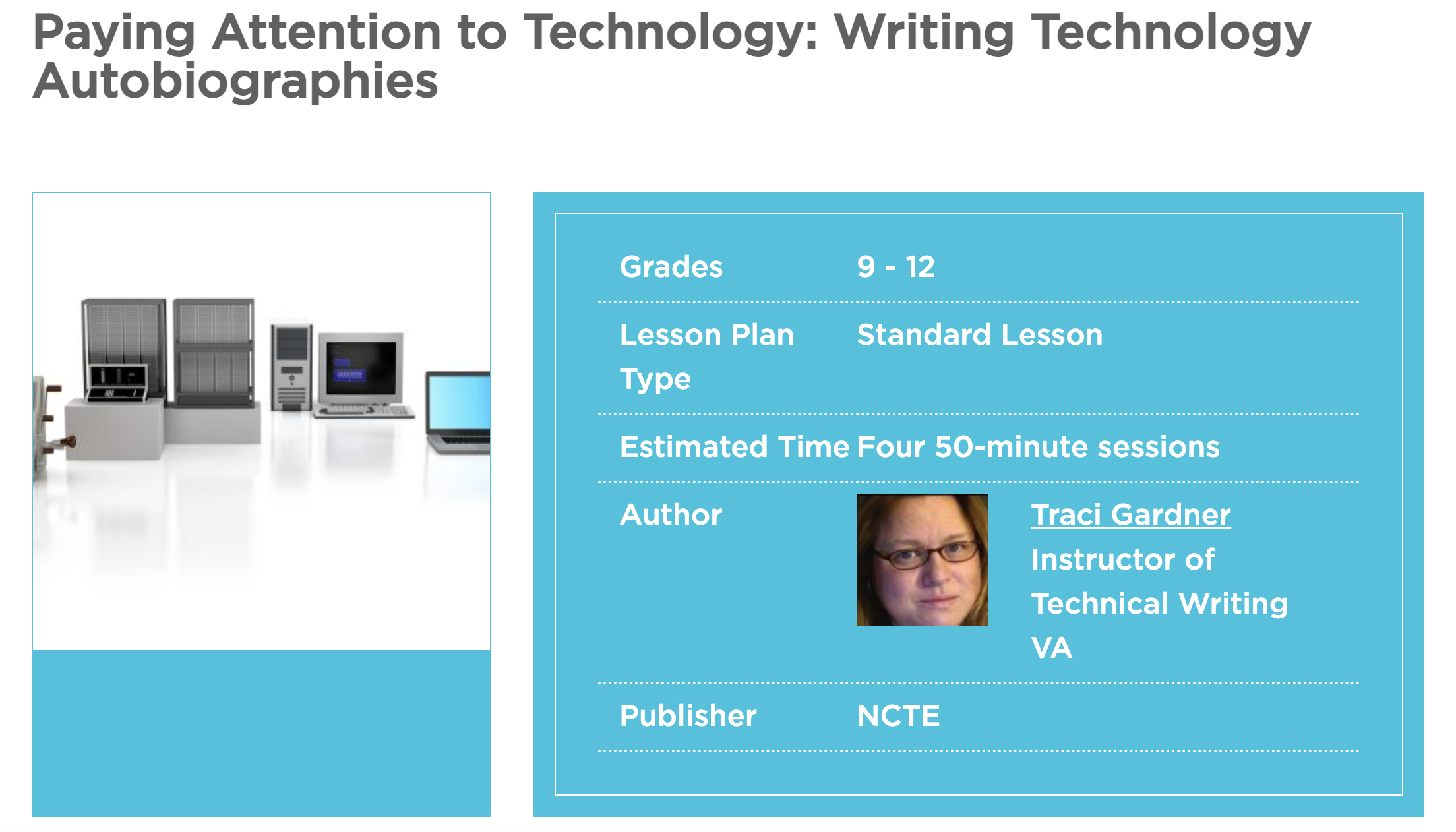 Paying Attention to Technology: Writing Technology Autobiographies Lesson Plan