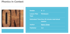 Phonics In Context Lesson Plan