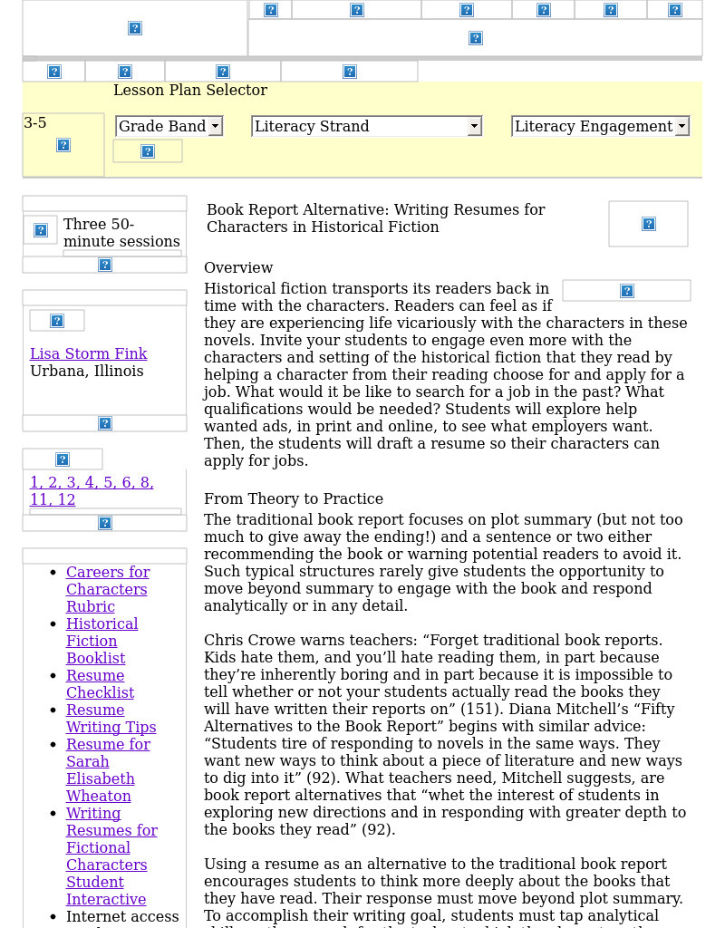 Book Report Alternative: Writing Resumes for Characters in Historical Fiction Lesson Plan