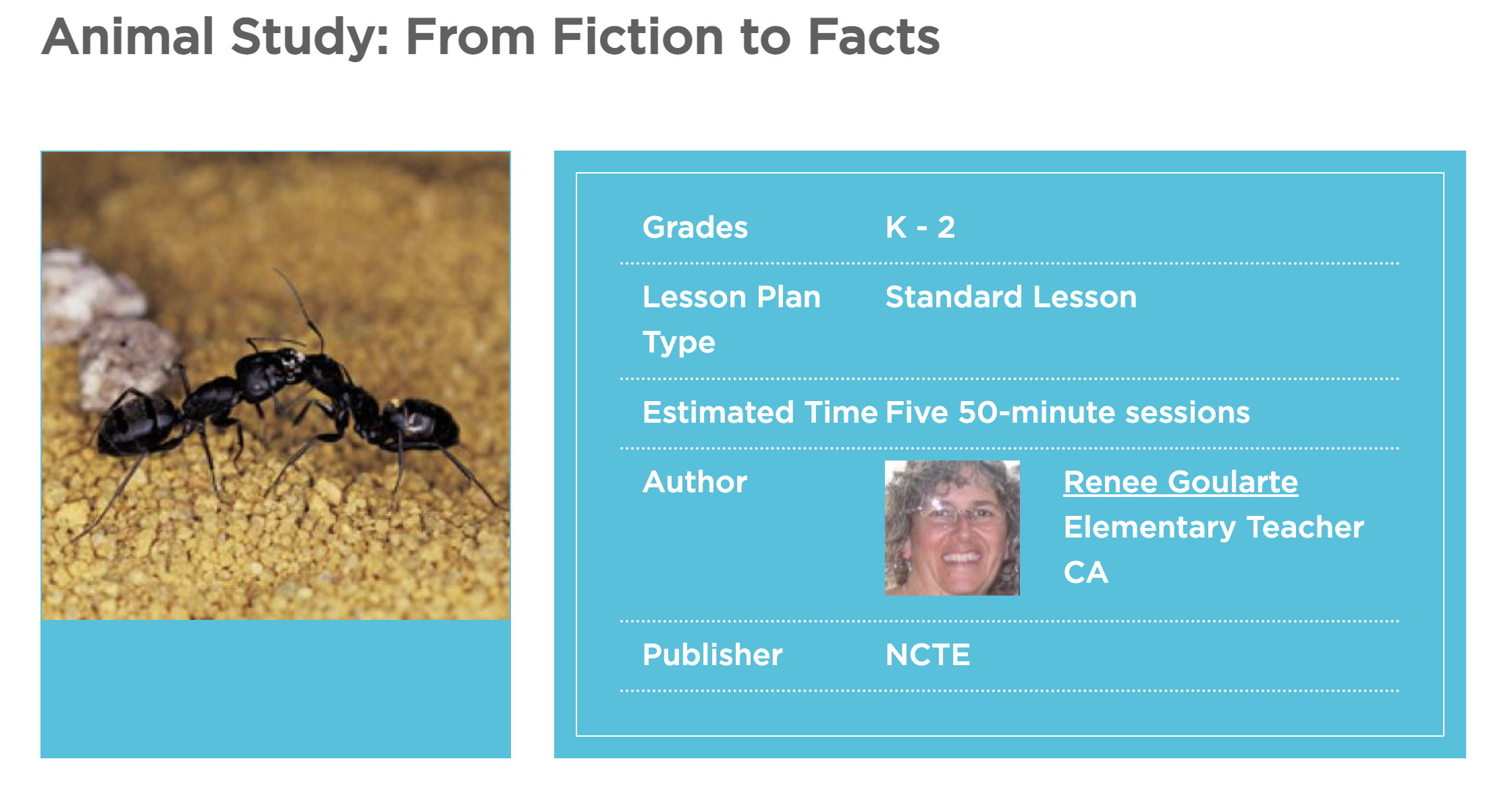 Animal Study: From Fiction to Facts Lesson Plan