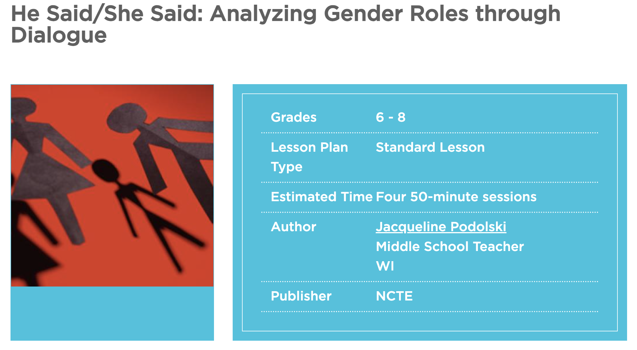 He Said/She Said: Analyzing Gender Roles through Dialogue Lesson Plan