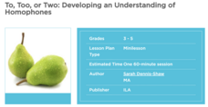 To, Too, or Two: Developing an Understanding of Homophones Lesson Plan