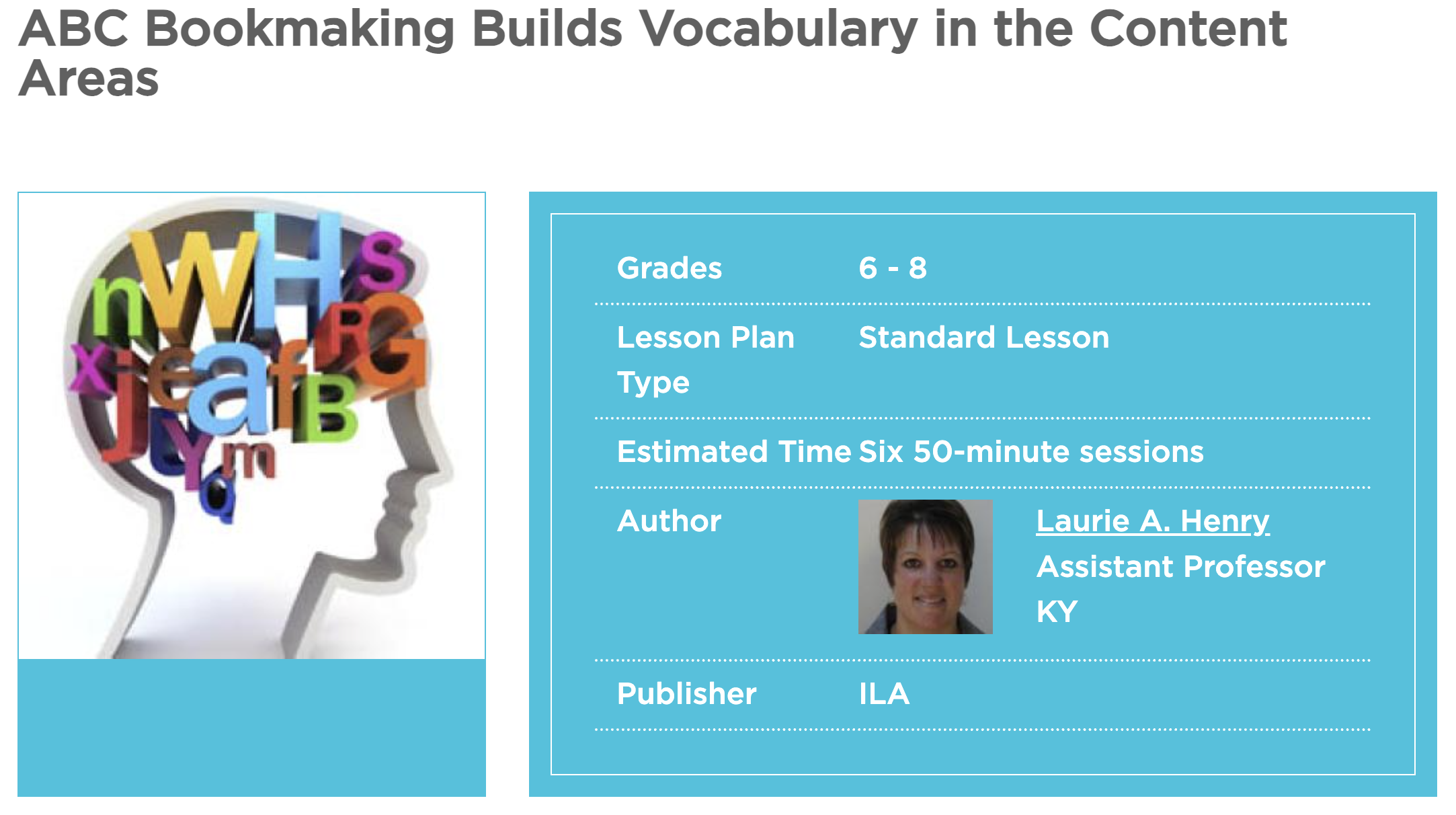 ABC Bookmaking Builds Vocabulary in the Content Areas Lesson Plan