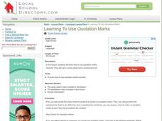 Learning To Use Quotation Marks Lesson Plan