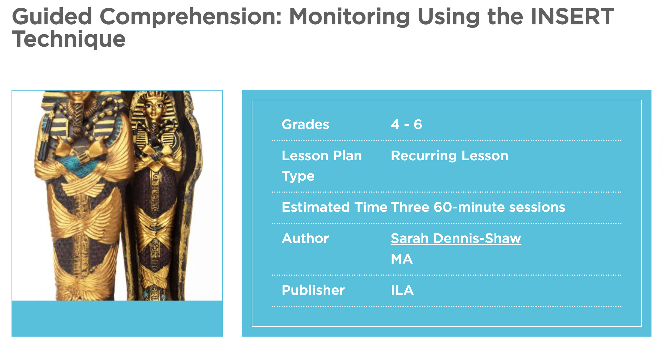 Guided Comprehension: Monitoring Using The INSERT Technique Lesson Plan