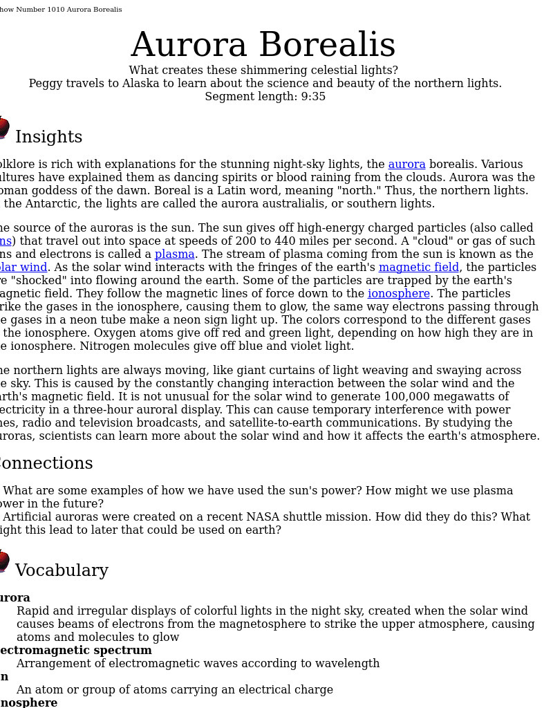 Aurora Borealis Lesson Plan