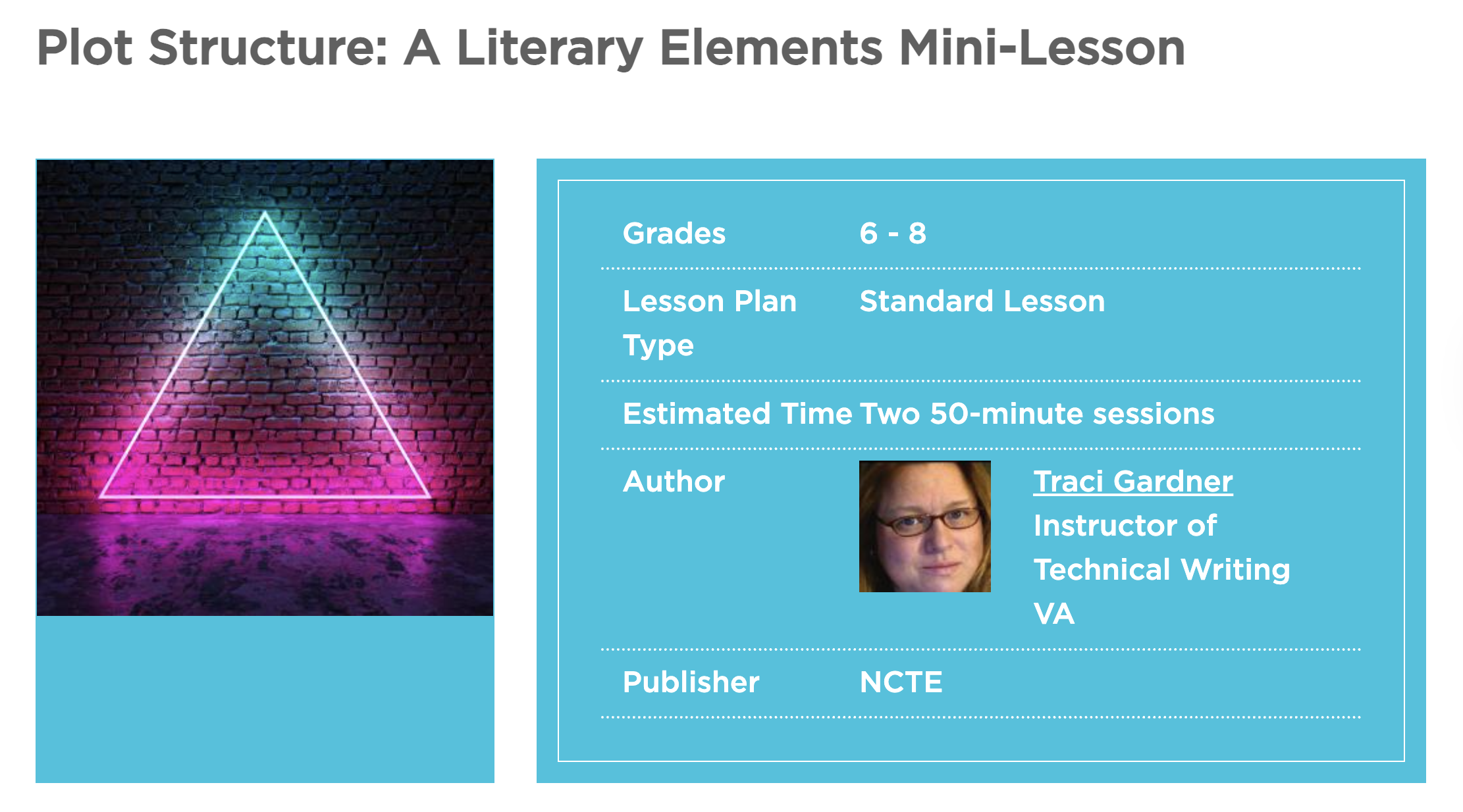 Plot Structure: A Literary Elements Mini-Lesson Lesson Plan