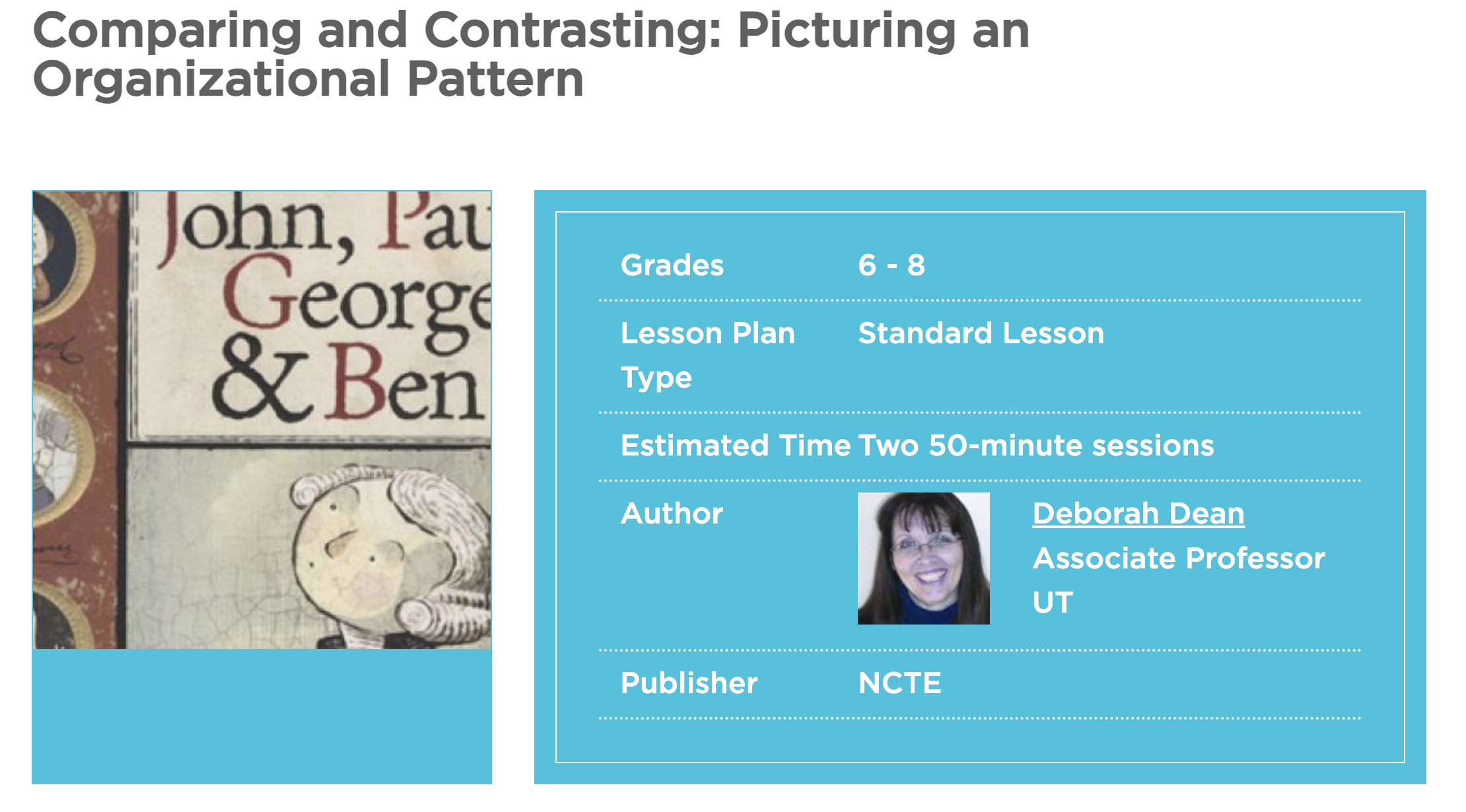 Comparing and Contrasting: Picturing an Organizational Pattern Lesson Plan