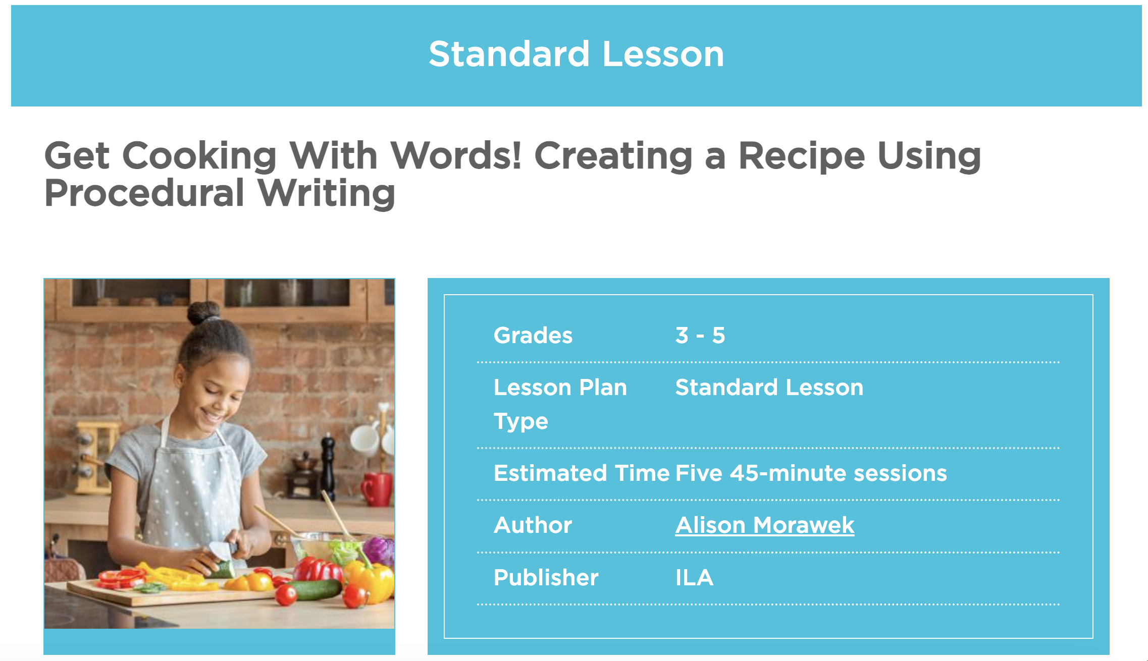 Let's Get Cooking With Words! Creating a Recipe Using Procedural Writing Lesson Plan