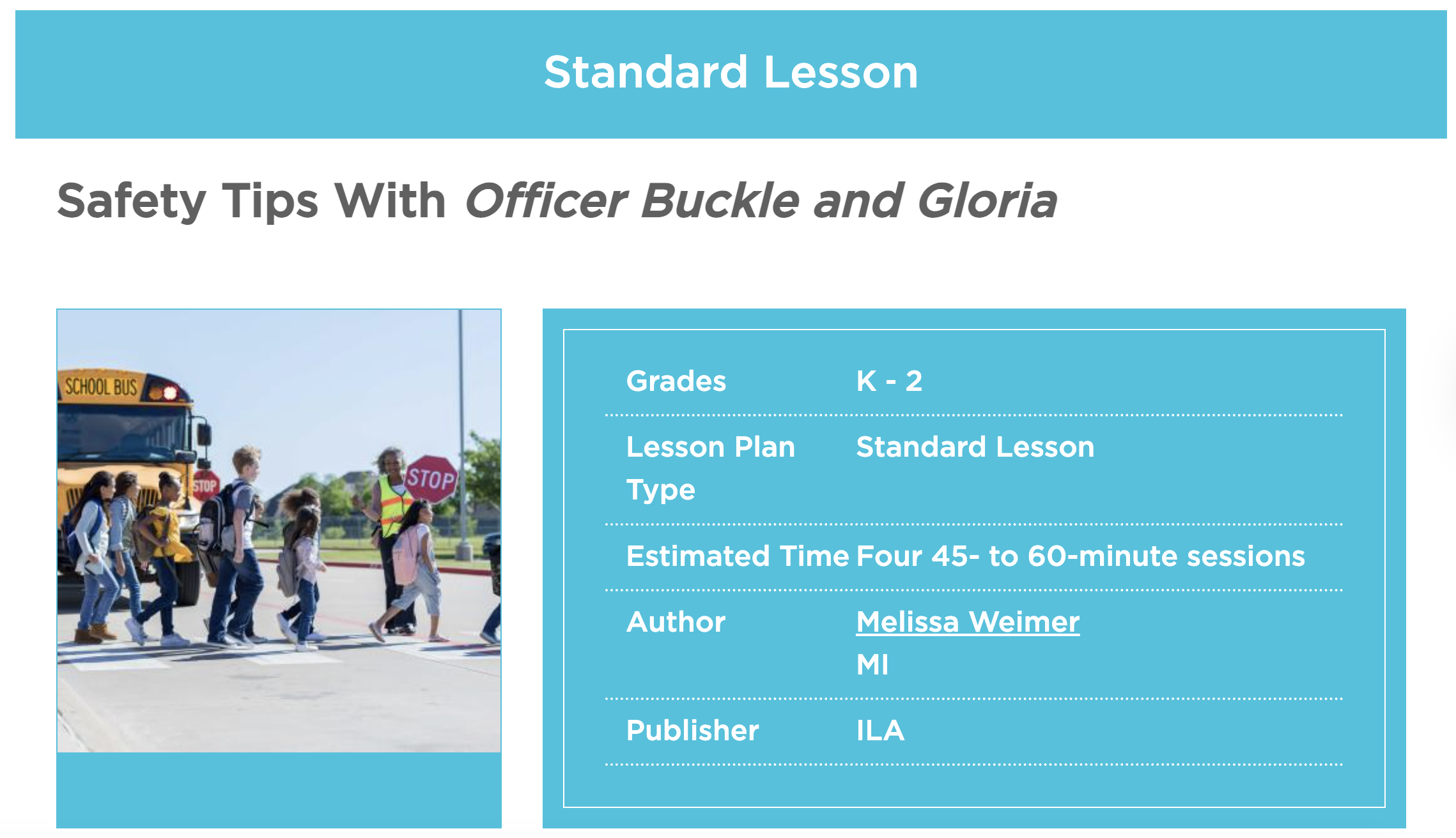 Safety Tips with Officer Buckle and Gloria Lesson Plan