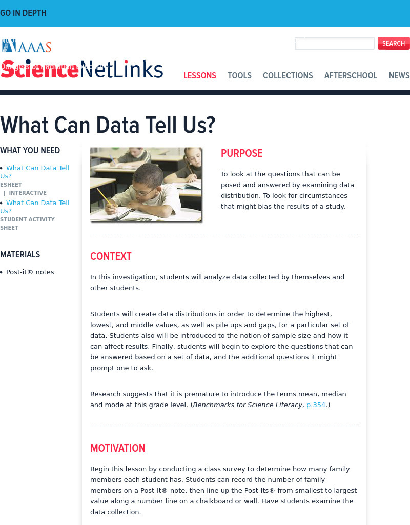 What Can Data Tell Us? Lesson Plan