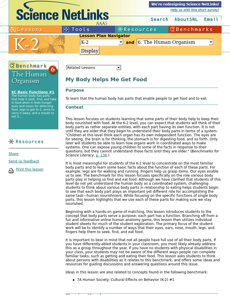 The Human Organism Lesson Plan