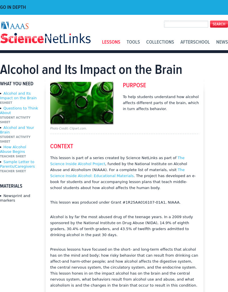 Alcohol and Its Impact on the Brain Lesson Plan