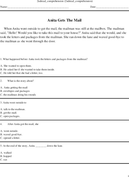 Comprehension Review for Grade 2 Worksheet