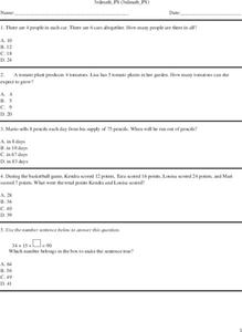 Math Practice-Third Grade Worksheet