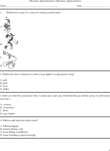 4th Grade Science Worksheet