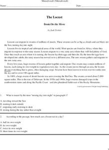 Vocabulary Reading Comprehension-Grade Five Worksheet