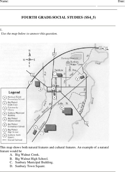 Fourth Grade Social Studies Worksheet