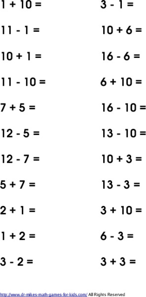Addition and Subtraction Worksheet