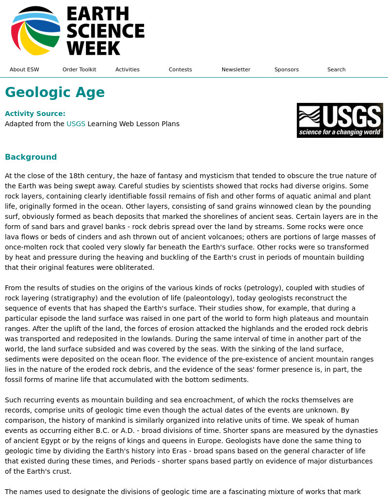 Geologic Age Lesson Plan