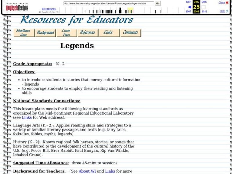 Legends Lesson Plan