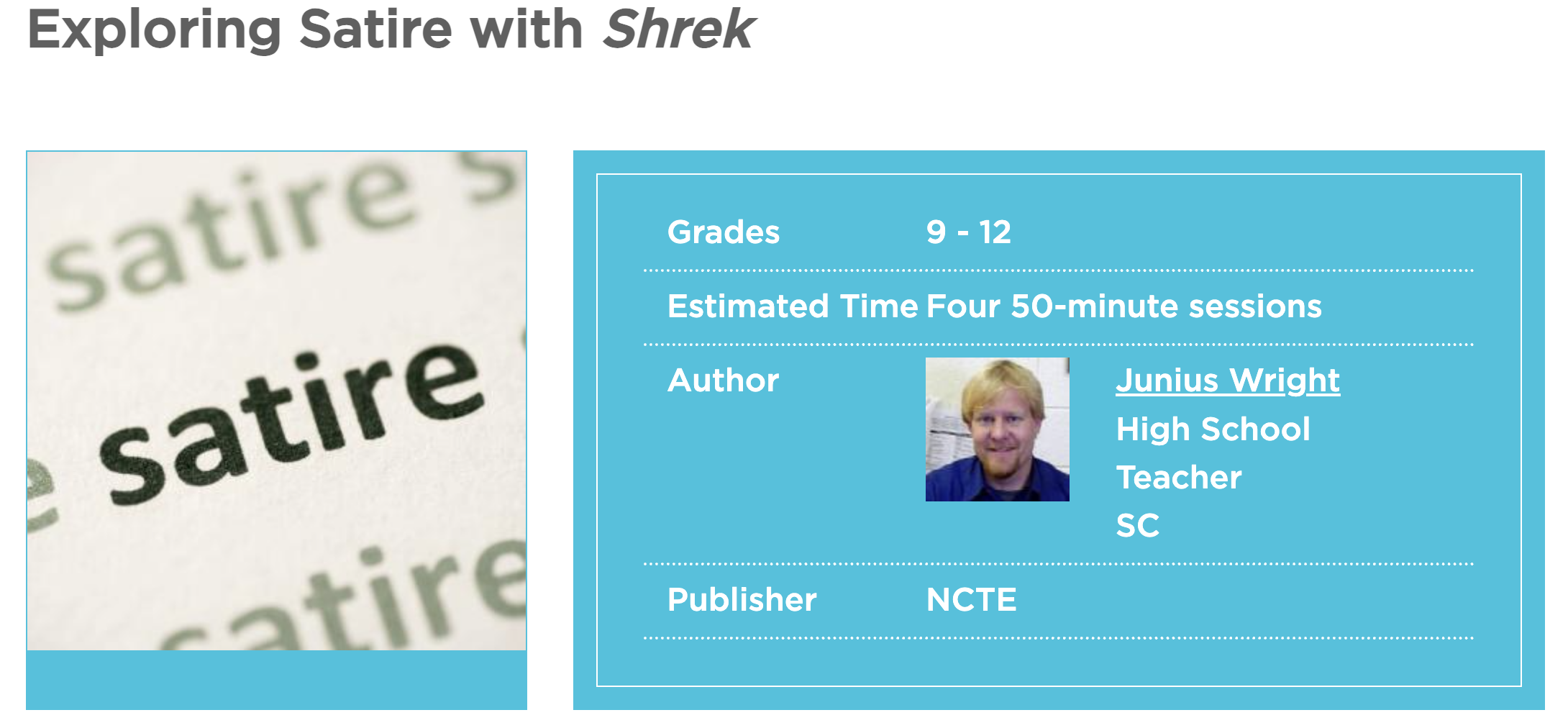 Exploring Satire with Shrek Lesson Plan