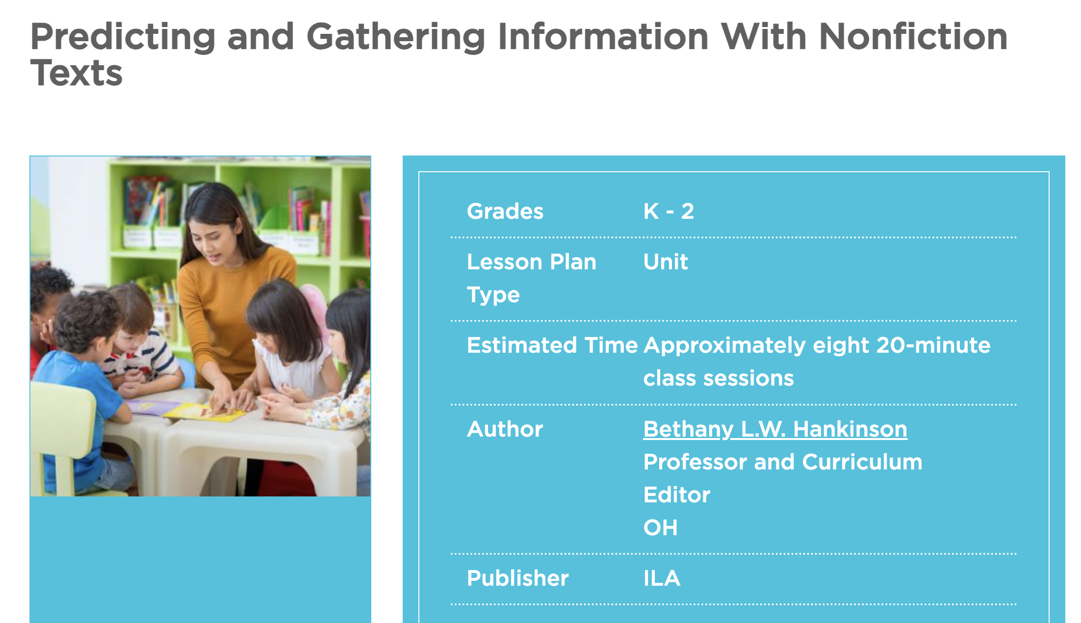 Predicting and Gathering Information With Nonfiction Texts Lesson Plan