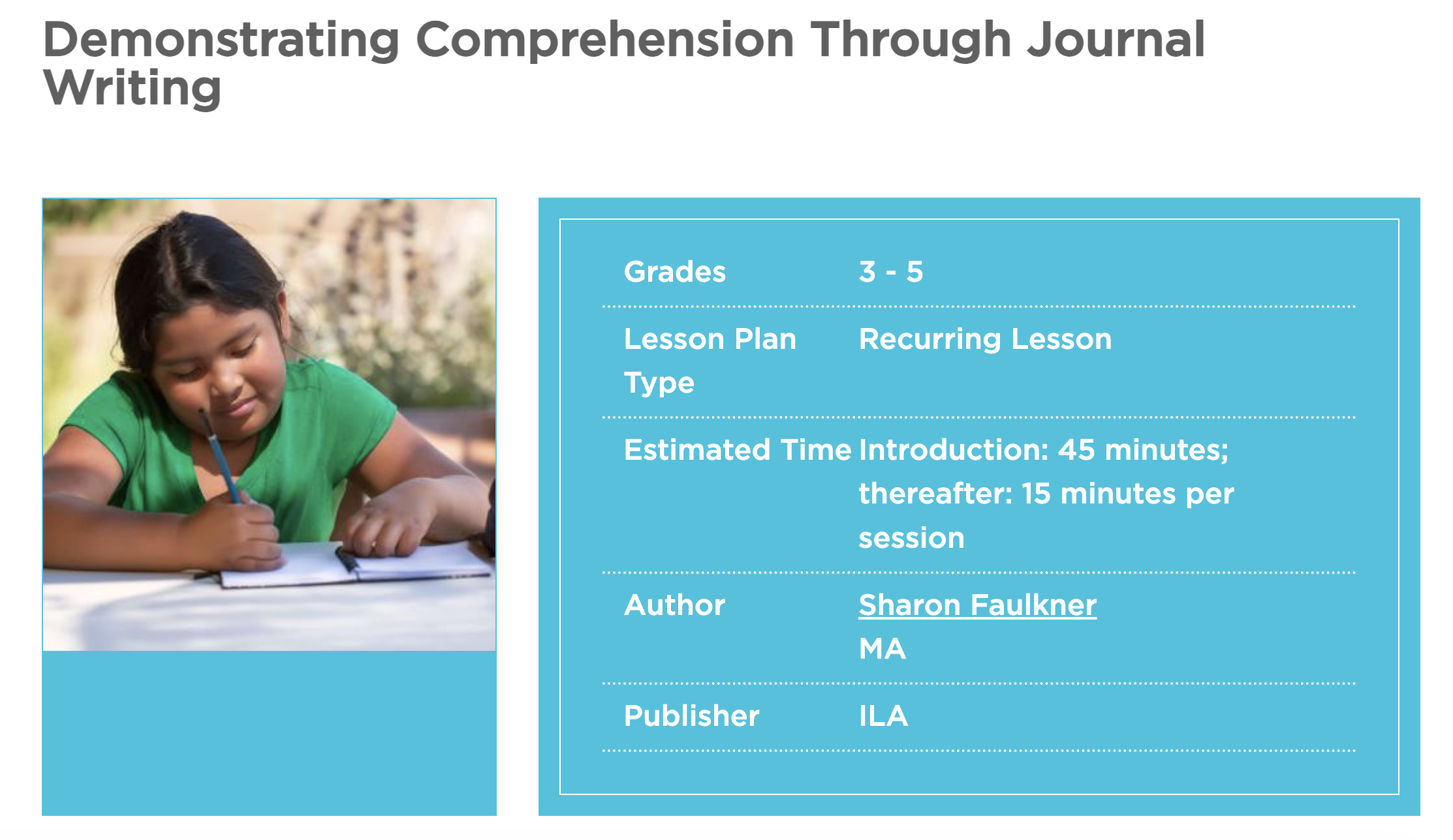 Demonstrating Comprehension Through Journal Writing Lesson Plan