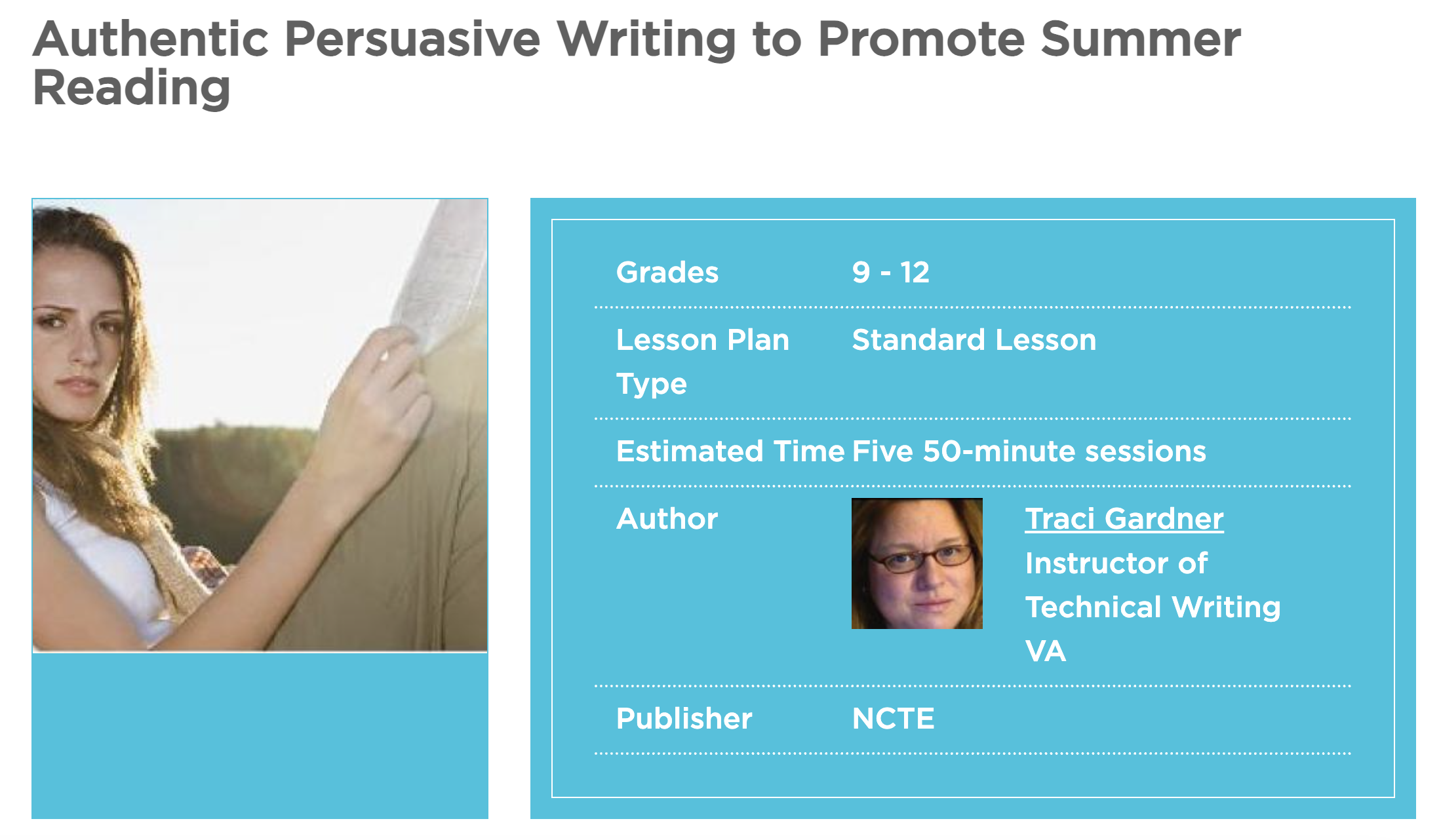 Authentic Persuasive Writing to Promote Summer Reading Lesson Plan