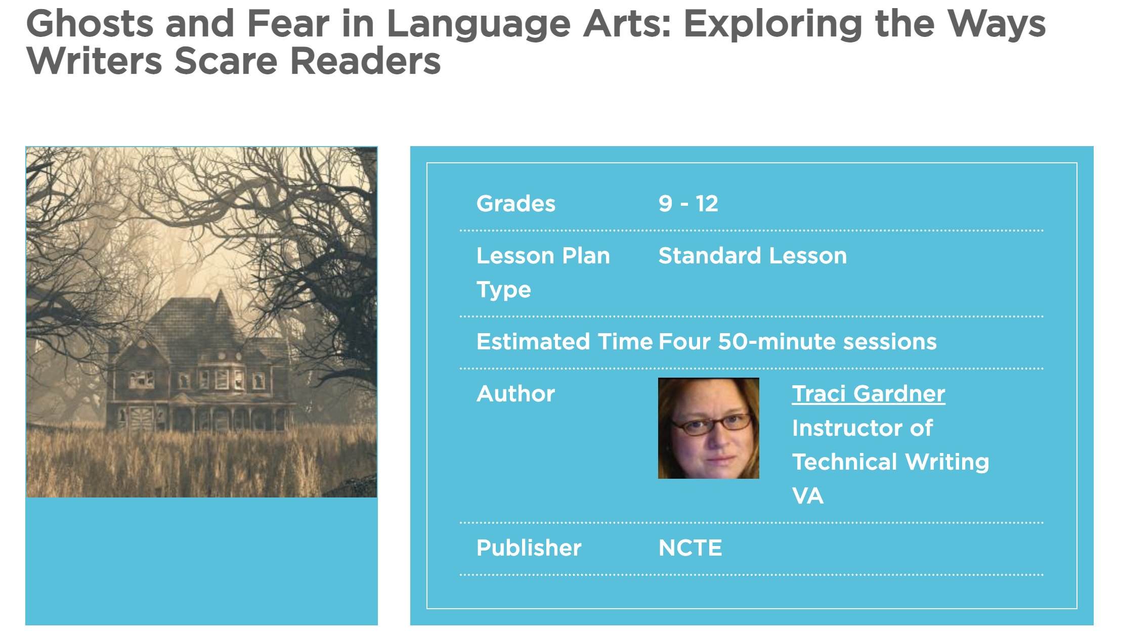 Ghosts and Fear in Language Arts: Exploring the Ways Writers Scare Readers Lesson Plan