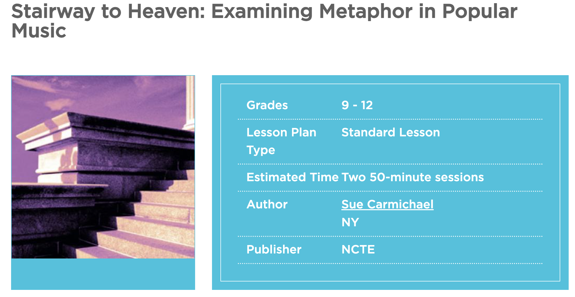 Stairway to Heaven: Examining Metaphor in Popular Music Lesson Plan