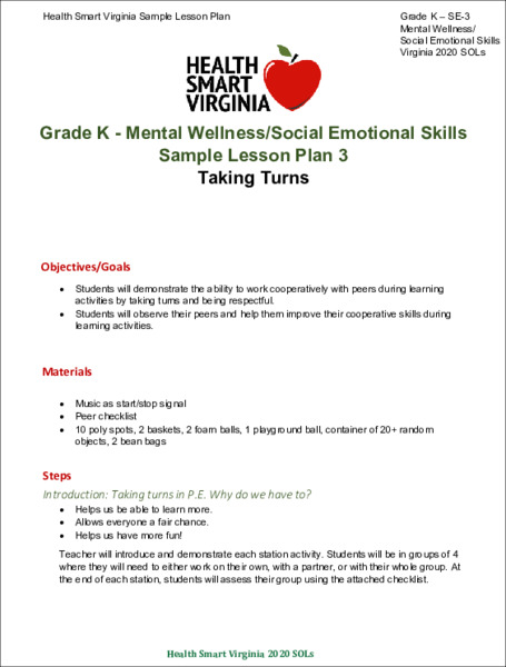 Taking Turns Lesson Plan