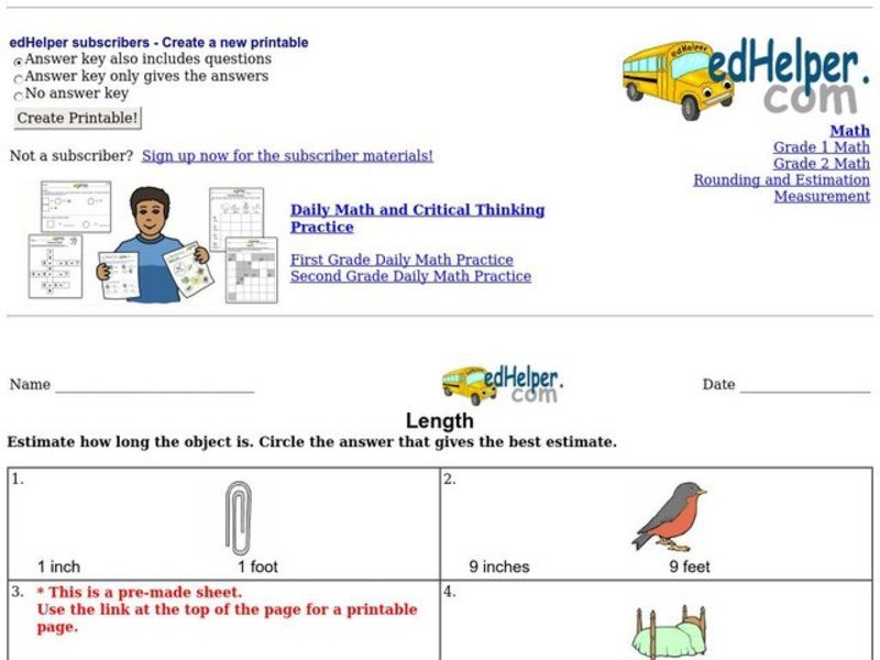 Length Worksheet
