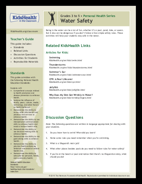 Water Safety: Grades 3-5 Lesson Plan