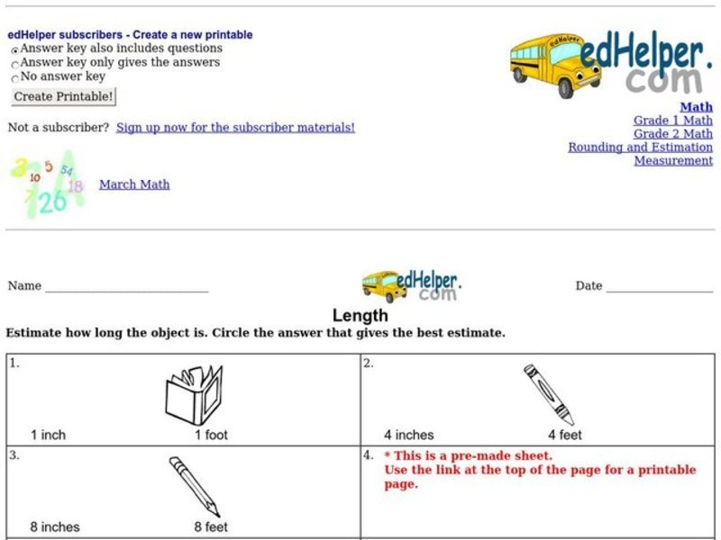 Length Worksheet