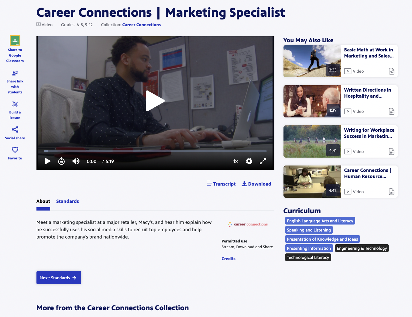 Career Connections | Marketing Specialist Instructional Video