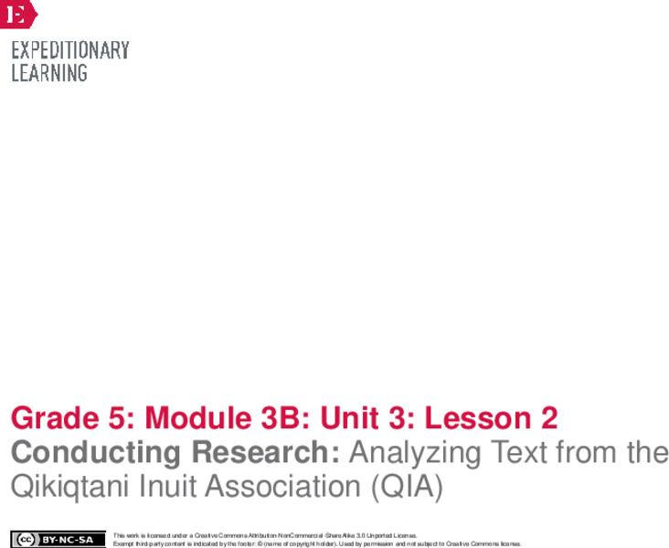 Conducting Research: Analyzing Text from the Qikiqtani Inuit Association (QIA) Lesson Plan