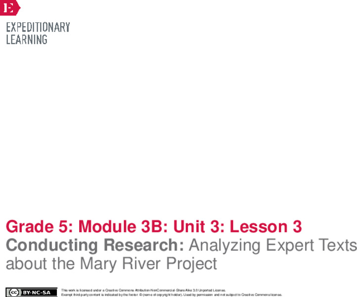 Conducting Research: Analyzing Expert Texts about the Mary River Project Lesson Plan