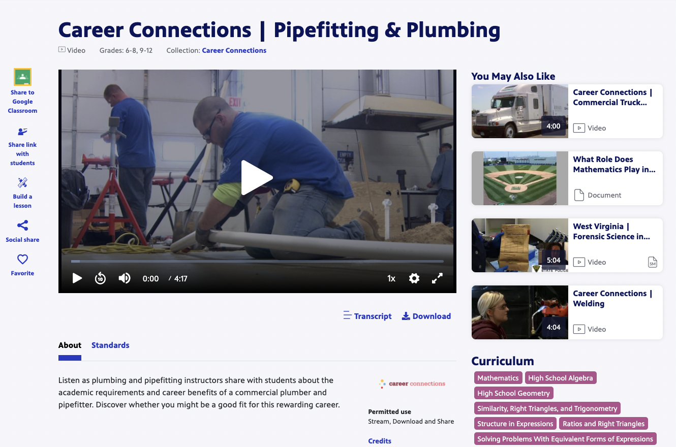 Career Connections | Pipefitting and Plumbing Instructional Video