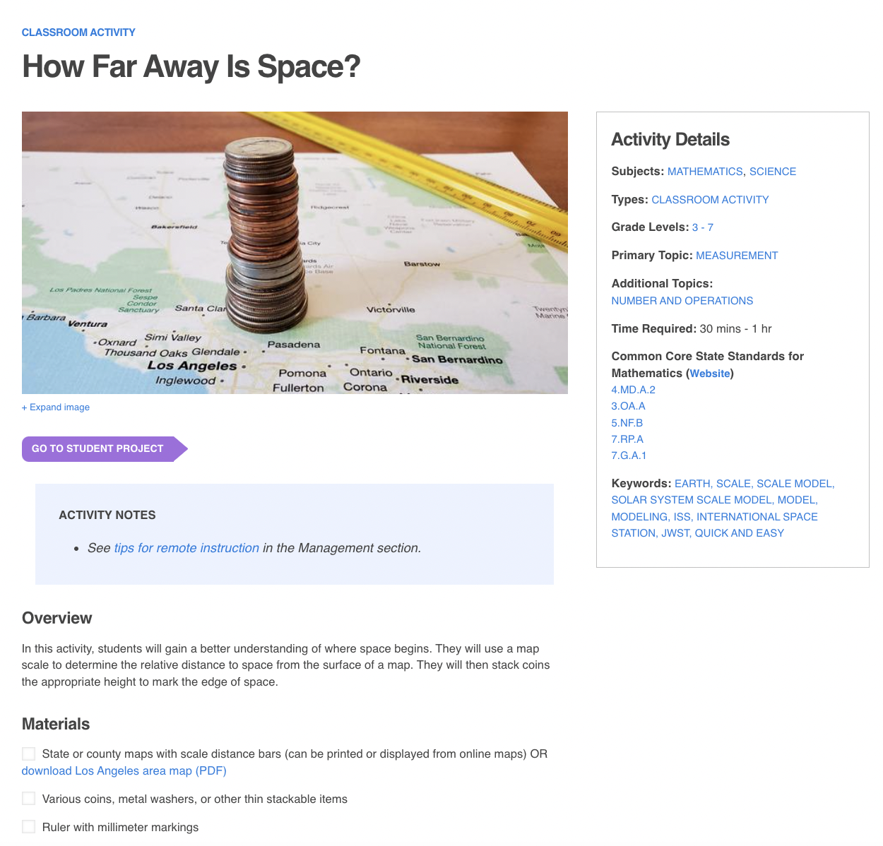 How Far Away Is Space? Activity