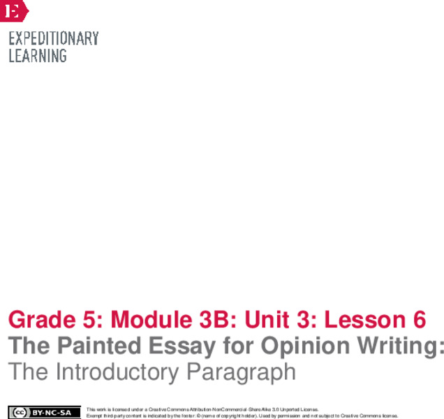 The Painted Essay for Opinion Writing: The Introductory Paragraph Lesson Plan