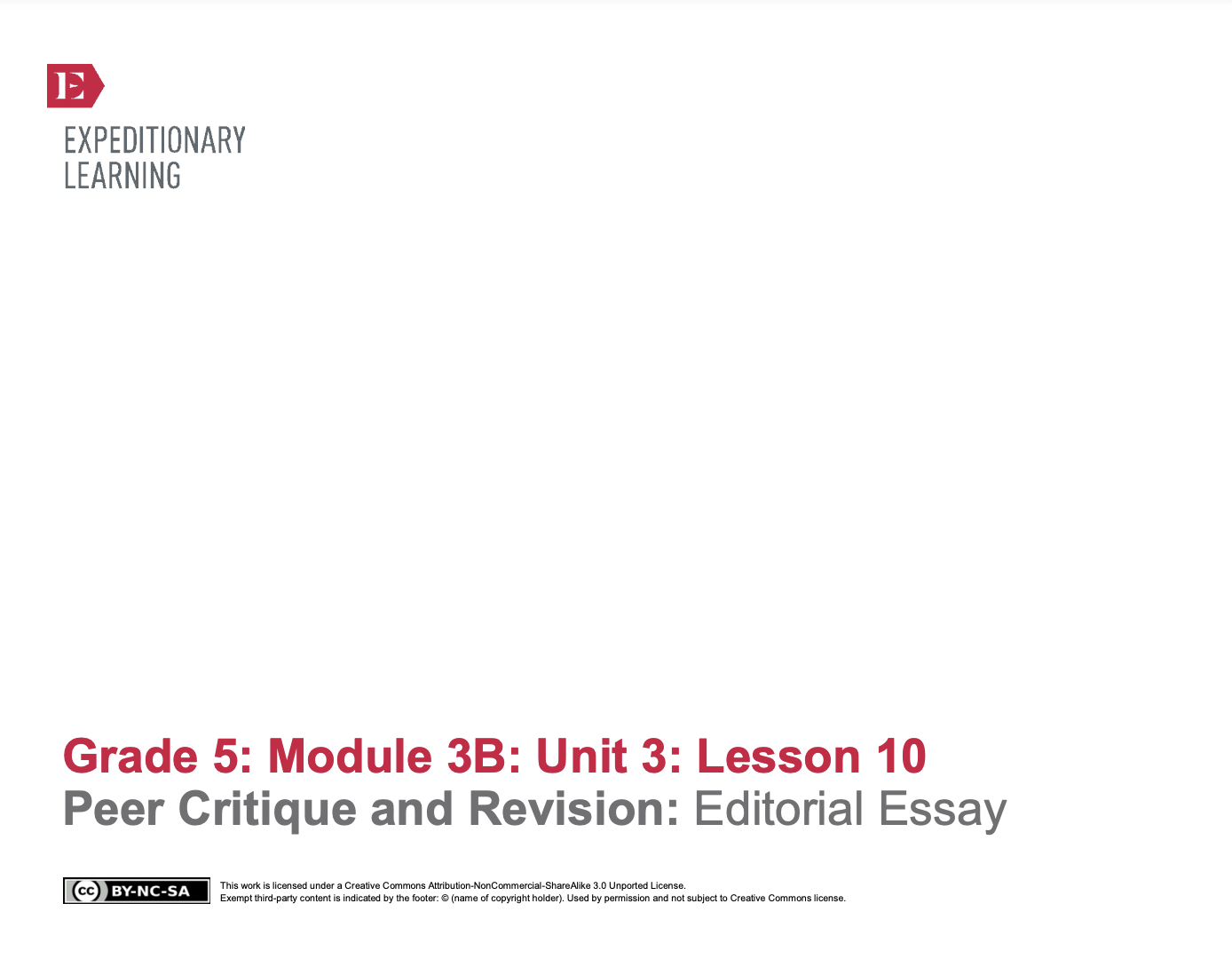 Peer Critique and Revision: Editorial Essay Lesson Plan