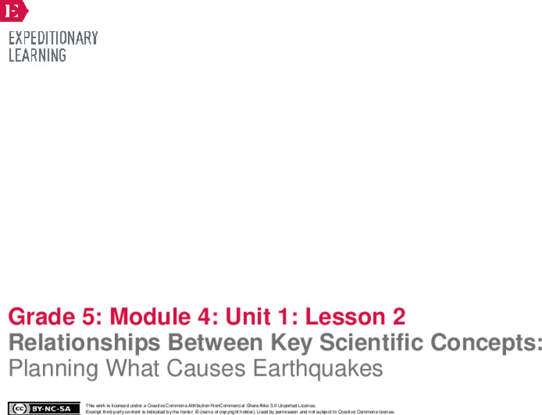 Relationships Between Key Scientific Concepts: Planning What Causes Earthquakes Lesson Plan