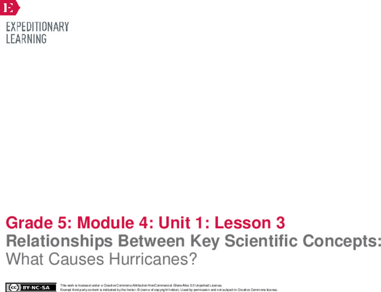 Relationships Between Key Scientific Concepts: What Causes Hurricanes? Lesson Plan