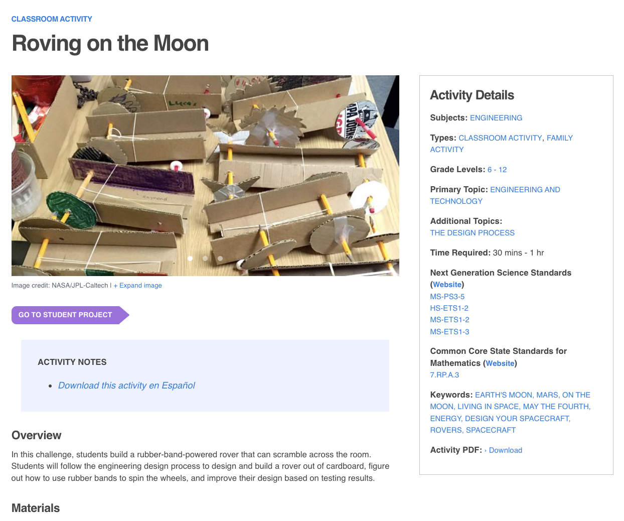 Roving on the Moon Activity