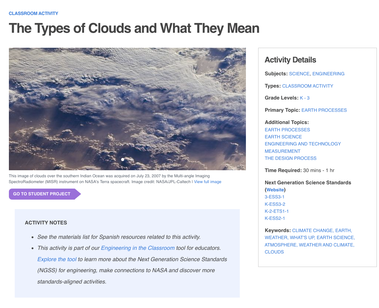 The Types of Clouds and What They Mean Activity