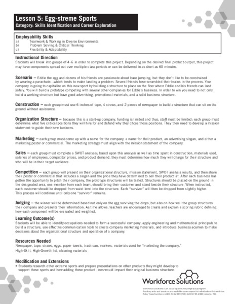 Egg-streme Sports Lesson Plan