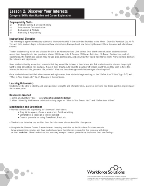 Discover Your Interests Lesson Plan