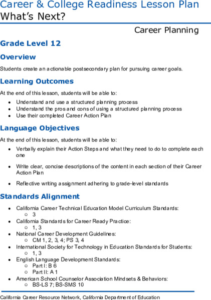 What’s Next? Lesson Plan